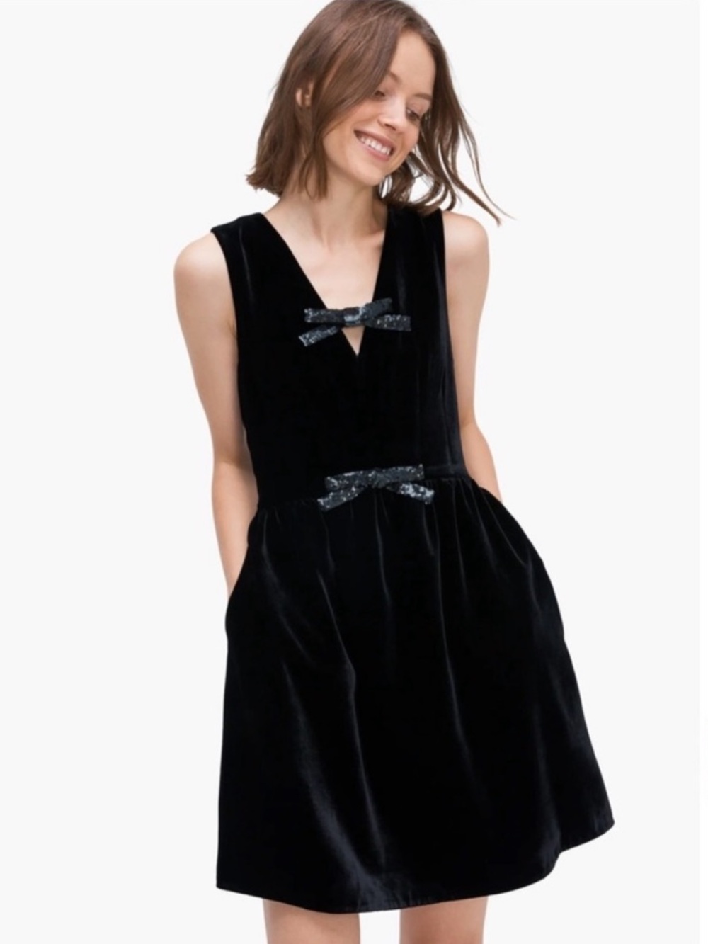 Kate Spade Sequin Bow Velvet Dress
